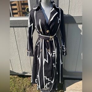 Sky-Eagle Collection Black And White Trench Coat